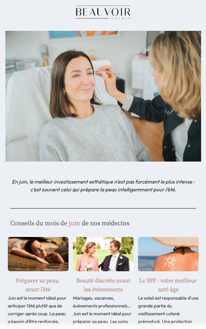 Beauvoir Clinic — Newsletter Conseils du mois de juin